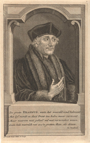 Portrait of Desiderius Erasmus, Adolf van der Laan, 1694 - 1755 Canvas Print