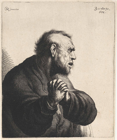 Grieving man, Jan Gillisz. van Vliet, 1634 Canvas Print