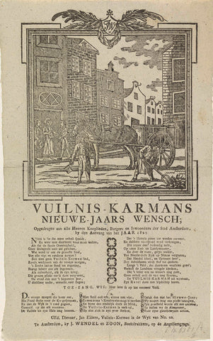 New Year's wish of the garbage men of Amsterdam for the year 1822, anonymous, 1821 - 1822 Canvas Print