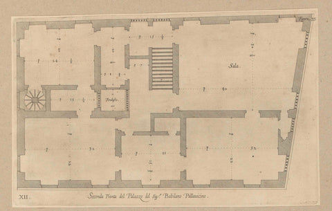 Plan of the first floor of the Palazzo Cipriano Pallavicino in Genoa, Nicolaes Ryckmans, 1622 Canvas Print