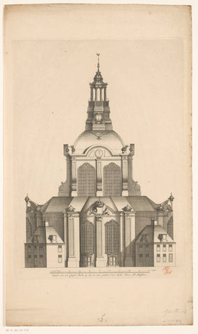 Side view of a dome church for the Botermarkt in Amsterdam, Joost van Sassen, 1736 Canvas Print