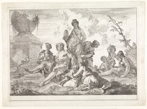 Venus and Vulcan with nymphs and amors, Francesco Fontebasso, 1744 Canvas Print