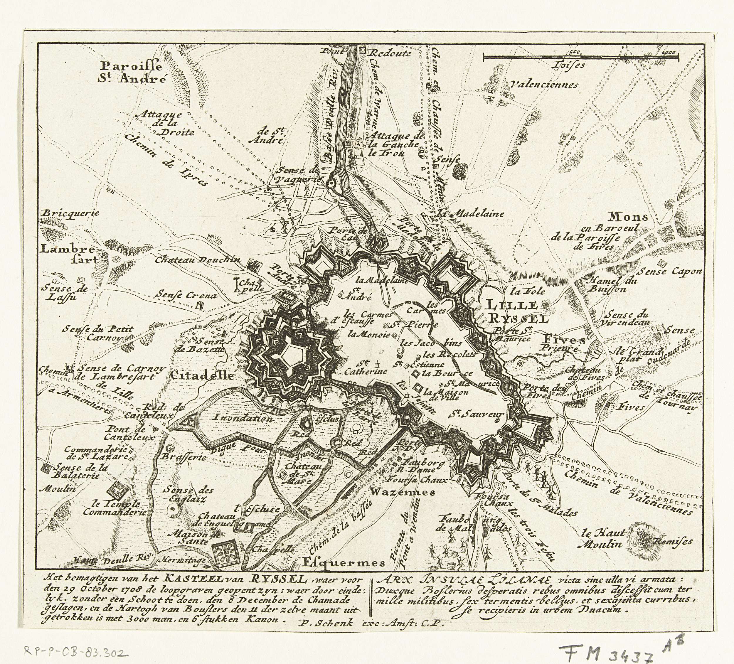 Map of the Siege of Lille, 1708, Pieter Schenk | CanvasPrints.com