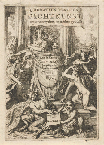 Coat of arms of the Geelvinck family surrounded by allegorical figures, Gerard de Lairesse, 1677 Canvas Print