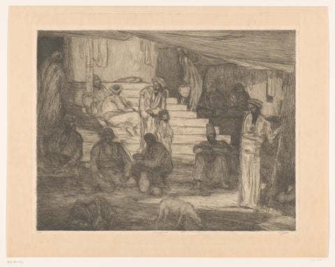 Men at a Staircase, Marius Bauer, 1890 Canvas Print