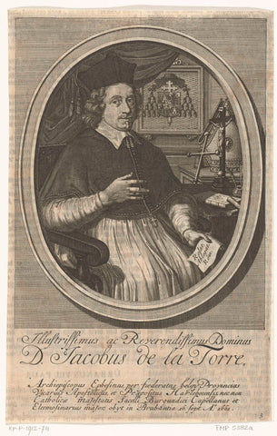 Portrait of apostolic vicar Jacobus de la Torre, François van Bleyswijck, 1726 Canvas Print