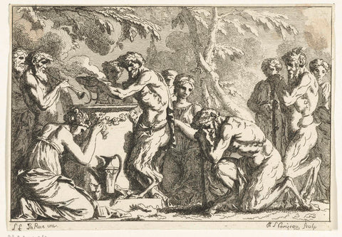 Saters at sacrificial altar, Philippe Louis Parizeau, 1770 - 1771 Canvas Print