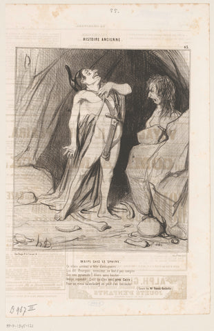 Karikatuur van Oedipus bij de sfinx, Honoré Daumier, 1842 Canvas Print