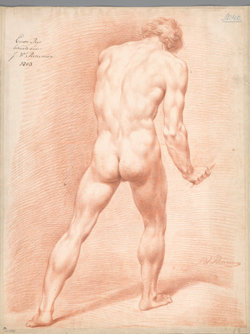 Standing male nude, seen on the back (1st prize 1803), Jan Willem Pieneman, 1803 Canvas Print