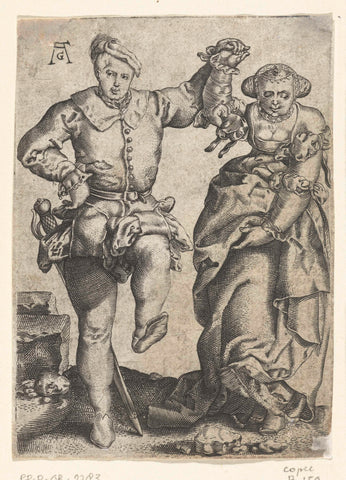 Dancing couple, anonymous, 1551 - 1610 Canvas Print