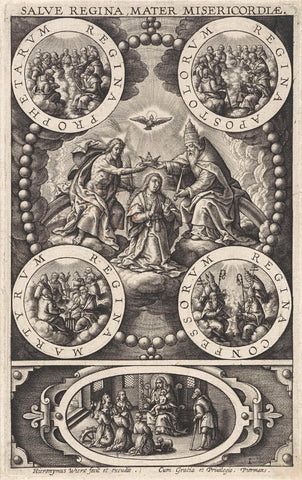 Coronation of Mary, Hieronymus Wierix, 1611 - before 1619 Canvas Print