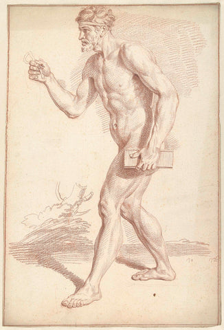 Male nude, walking, to the left, Louis Fabritius Dubourg, 1726 Canvas Print