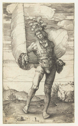 De vaandeldrager, Lucas van Leyden, 1508 - 1512 Canvas Print