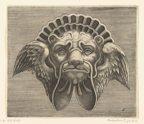 Mask with wings instead of ears and a headdress in the shape of a shell, Frans Huys, c. 1600 - c. 1650 Canvas Print