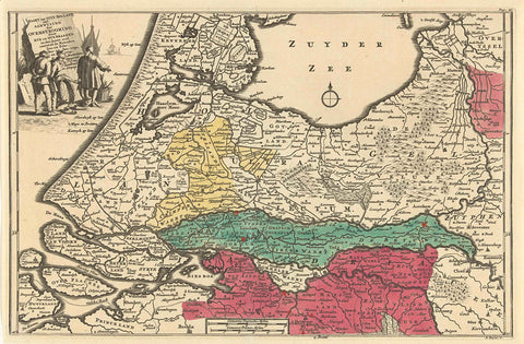 Map of South Holland showing the floods in the years 1726 and 1740-1741, with printed statement, Balthasar Ruyter, 1741 Canvas Print