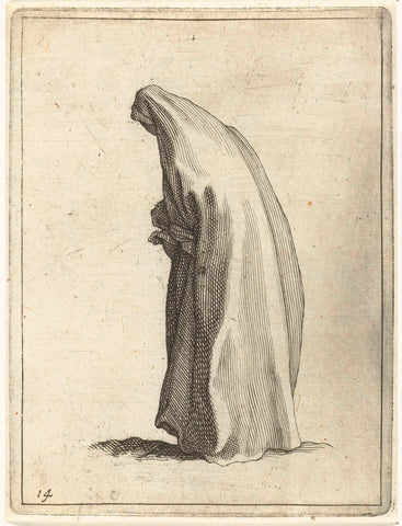 Woman with long veil, Frederick Bloemaert, after 1635 - 1669 Canvas Print