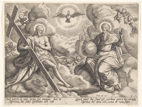 Saint Trinity in the Clouds, Johann Sadeler (I), 1581 - 1633 Canvas Print