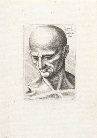 Head and neck of a wiry bald man, Wenceslaus Hollar, 1648 Canvas Print