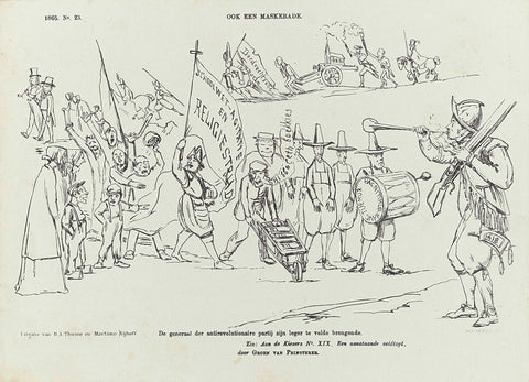 Cartoon on the programme of the anti-revolutionaries against the school law, 1865, Johan Michaël Schmidt Crans, 1865 Canvas Print