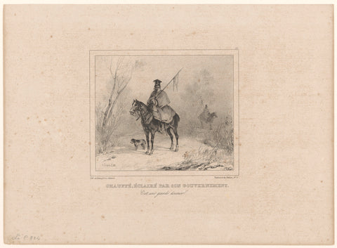 Two soldiers on horseback keep watch in the snow, Nicolas Toussaint Charlet, 1834 Canvas Print