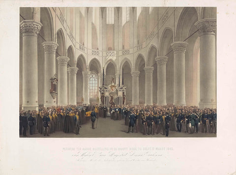 Solemn order on earth in the Groote Kerk in Delft, 17 March 1865, by The late Her Majesty Anna Paulowna Queen Mother of the Netherlands born Grand Duchess of Russia, Charles Billoin, 1865 Canvas Print