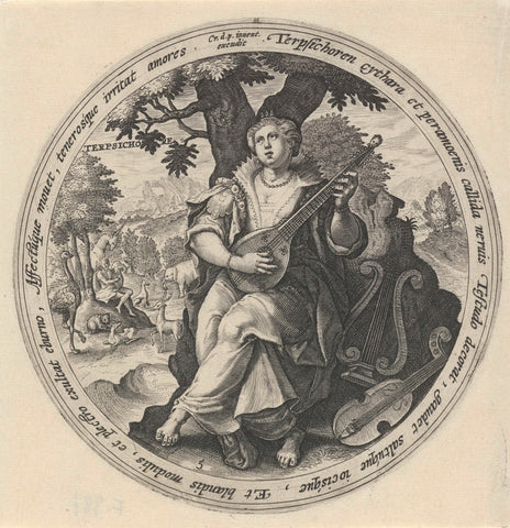 Terpsichore, Crispijn van de Passe (I), 1589 - 1611 Canvas Print