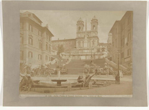 Piazza di Spagna with the Spanish Steps to the Trinità dei Monti, Rome, anonymous, c. 1880 - c. 1895 Canvas Print