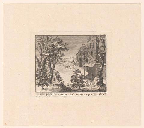 Daphnis on a Winter Bird Hunt, Benoît Audran (I), 1718 Canvas Print