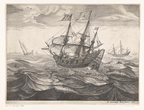 Merchant ship at sea, ca. 1600, anonymous, 1622 - 1649 Canvas Print