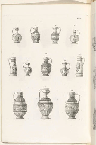 Stoneware Jugs, plate XIII, Charles Onghena, 1827 - 1829 Canvas Print