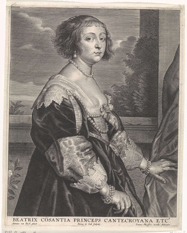 Portrait of Béatrix de Cusance, Pieter de Jode (II), 1628 - 1670 Canvas Print