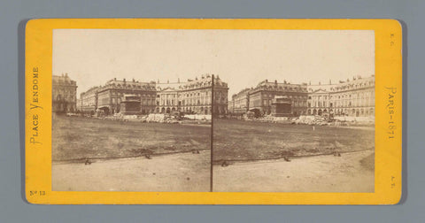 View of the Place Vendôme in Paris, with the remains of the downed Colonne Vendôme, anonymous, in or after 1871 Canvas Print