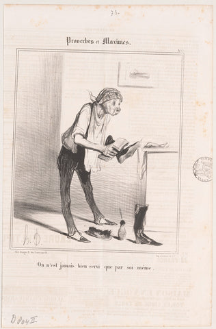 Man poetst zijn laarzen, Honoré Daumier, 1840 Canvas Print