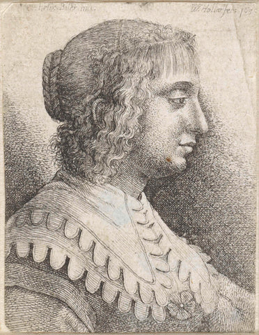 Portrait of a young woman with collar, Wenceslaus Hollar, 1636 Canvas Print