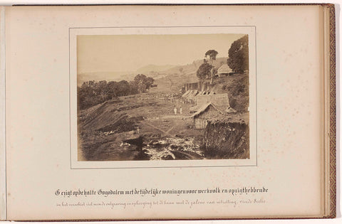 Gezigt at the stop Gogodalem with the temporary housing for working people and zigtging / in the near future one sees the excavation and uplift to the track with the jalons of eviction. Fourth Section., Woodbury & Page, 1868 Canvas Print