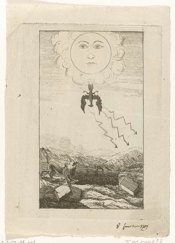 Austrian eagle plunges from the sky, anonymous, 1787 - 1790 Canvas Print