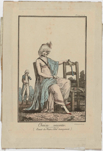 Modes et Manières du Jour, 1800-1801, latere druk van No: 4: Chaise vacant (...), Philibert-Louis Debucourt, 1804 Canvas Print