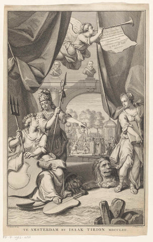 Allegorical representation with offering city keys to Stadholder William IV, Jacob Folkema, 1753 Canvas Print