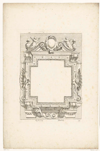 Epitaph or cartouche with two shells, Lodovico Mattioli, c. 1670 - c. 1680 Canvas Print