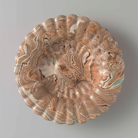 Dish of marbled faience, anonymous, c. 1650 - c. 1680 Canvas Print