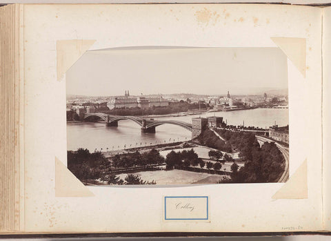 View of a railway bridge and a palace in Koblenz, anonymous, c. 1860 - c. 1900 Canvas Print