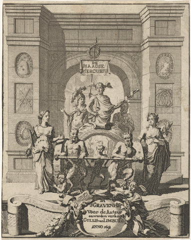 Triomfwagen van Mercurius, Gilliam van der Gouwen, 1698 Canvas Print