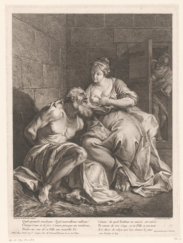 Cimon door Pero gevoed (Caritas Romana), Jacques-Philippe Le Bas, c. 1735 Canvas Print