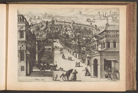 View of a descending street and a walled city, Johannes or Lucas van Doetechum, 1601 Canvas Print