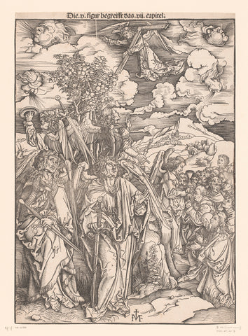 Angels stop the winds and seal the elect, Ieronimus Greff von Frankfurt, 1502 Canvas Print