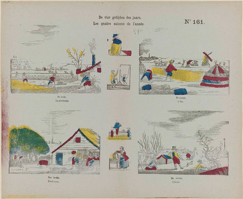 De vier getijden des jaars / Les quatre saisons de l'année, M. Hemeleers-van Houter, 1827 - 1894 Canvas Print