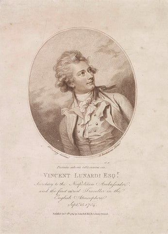 Portret van Vincenzo Lunardi, Francesco Bartolozzi, 1784 Canvas Print