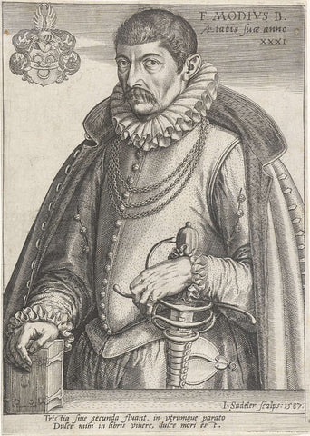 Portrait of Frans Modius, Johann Sadeler (I), 1587 Canvas Print