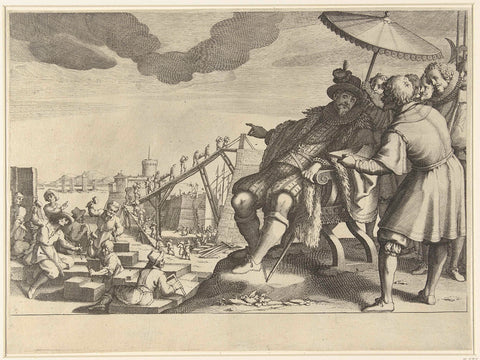 Ferdinando I de' Medici has the port of Livorno fortified, Jacques Callot, 1614 - 1620 Canvas Print