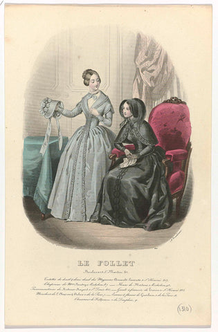 Le Follet, 1846, No. 1310 : Toilettes de deuil & demi deuil (...), anonymous, 1846 Canvas Print